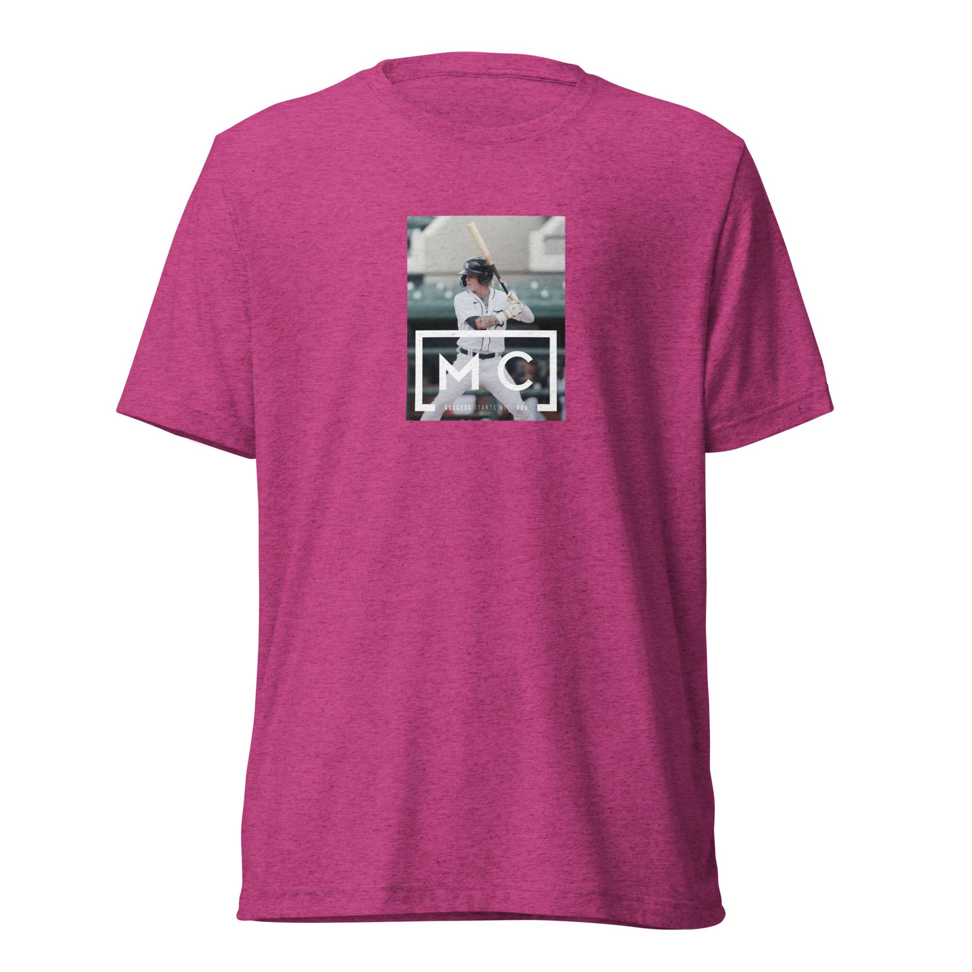 Logo On Batting Image T-Shirt - Berry