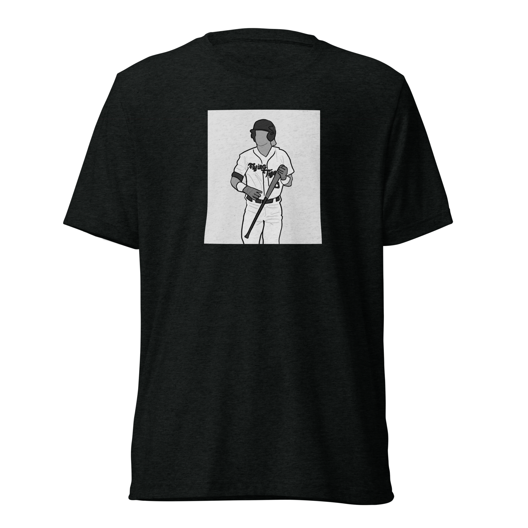 Holding Bat on Gray Box T-Shirt - Black