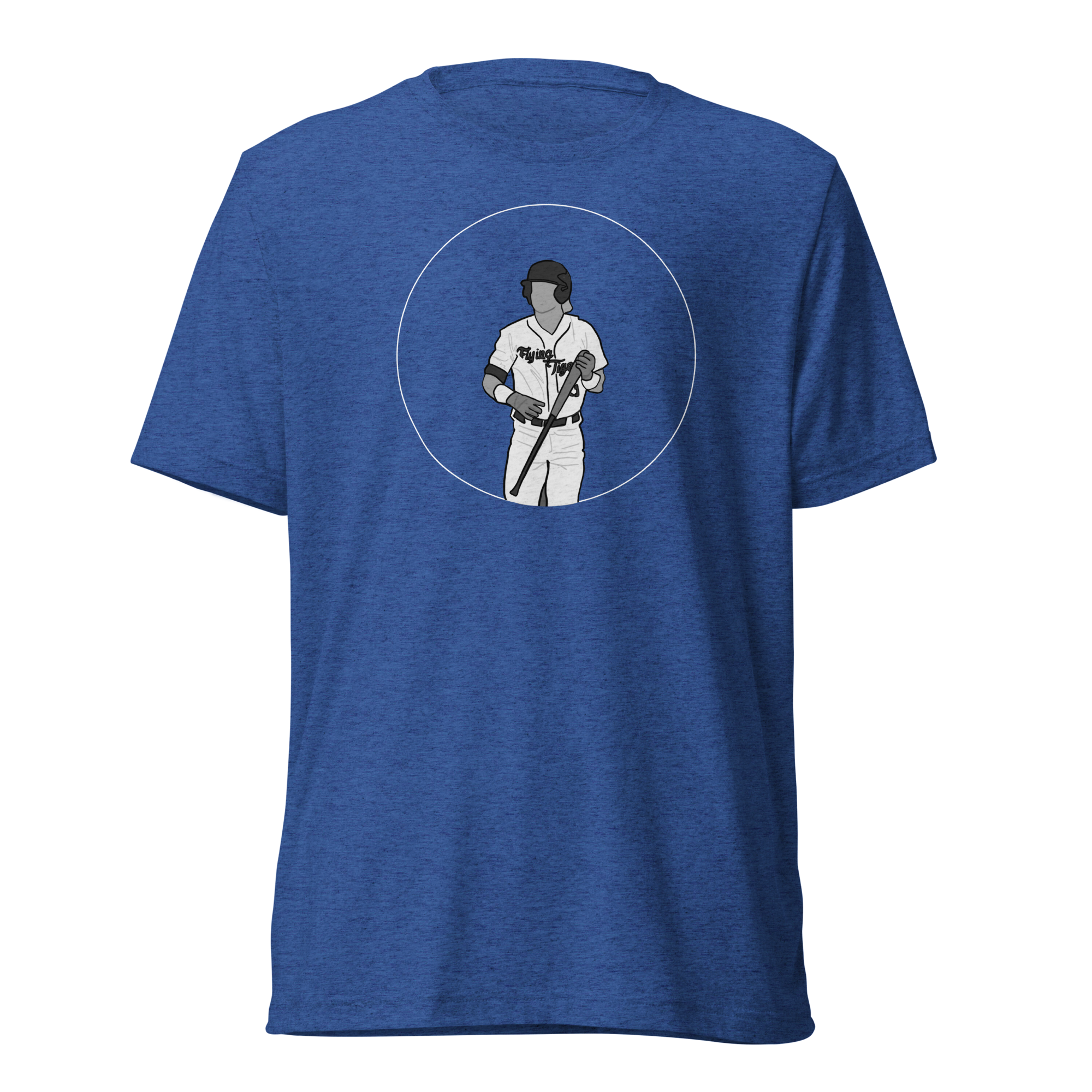 Holding Bat on Outlined Circle T-Shirt - Blue
