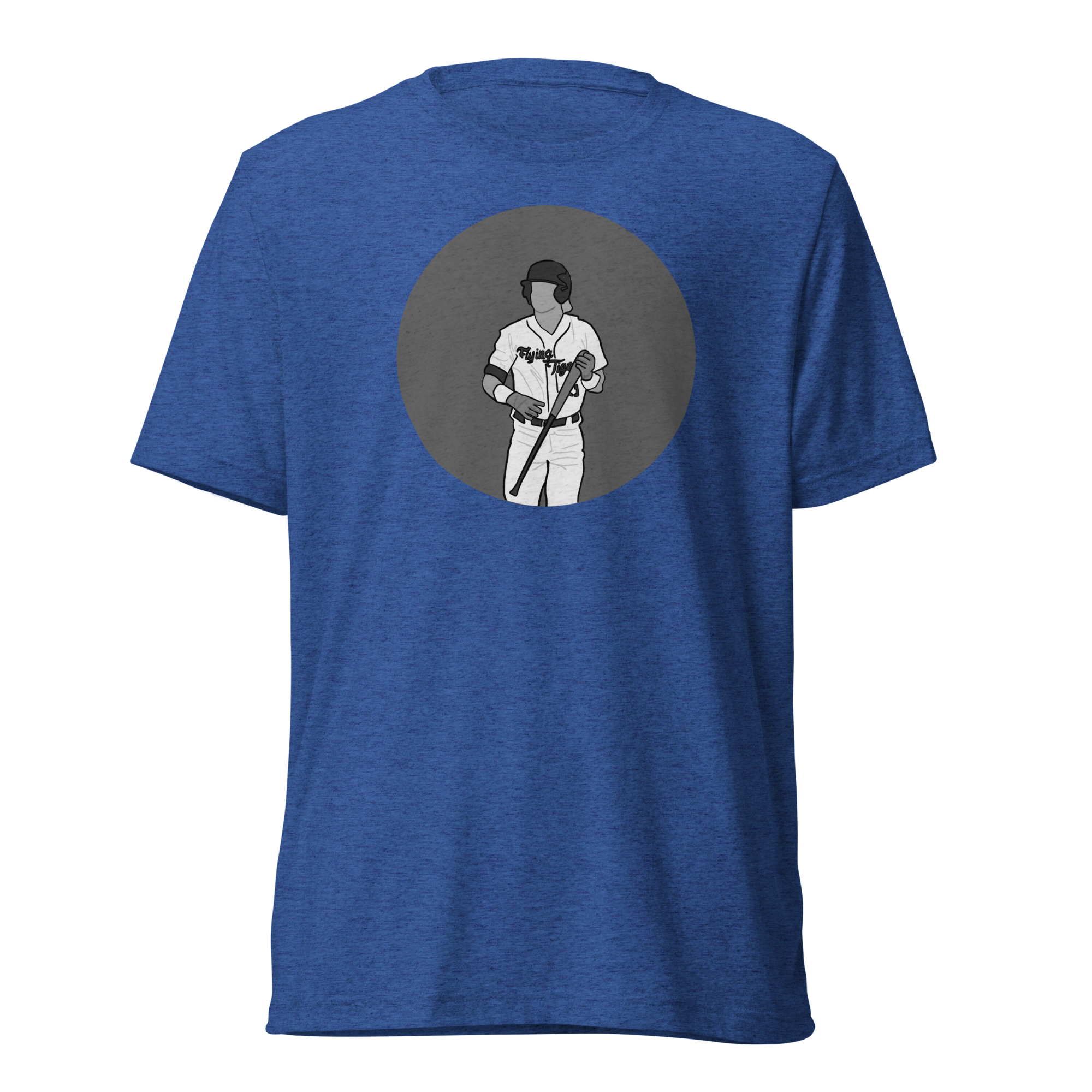 Holding Bat on Gray Circle T-Shirt - Blue