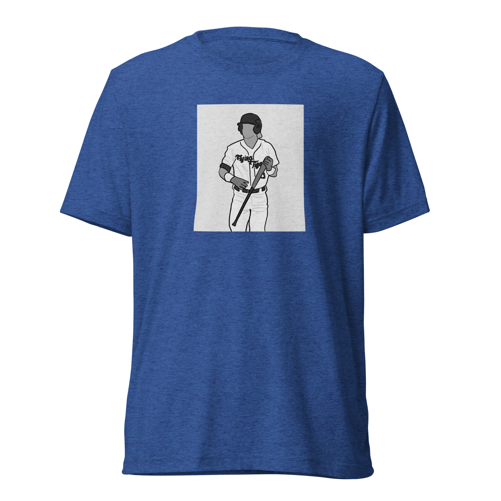 Holding Bat on Gray Box T-Shirt - Blue
