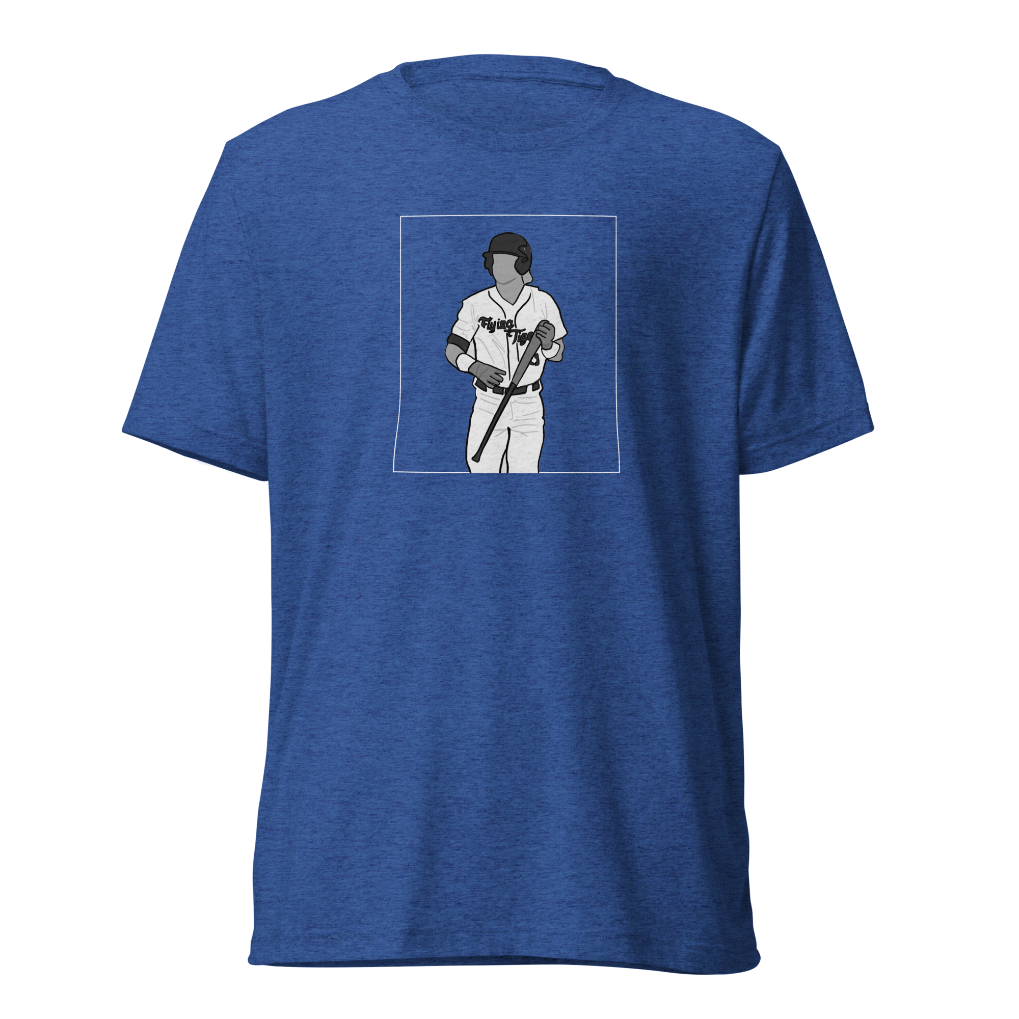 Holding Bat on Outlined Box T-Shirt - Blue