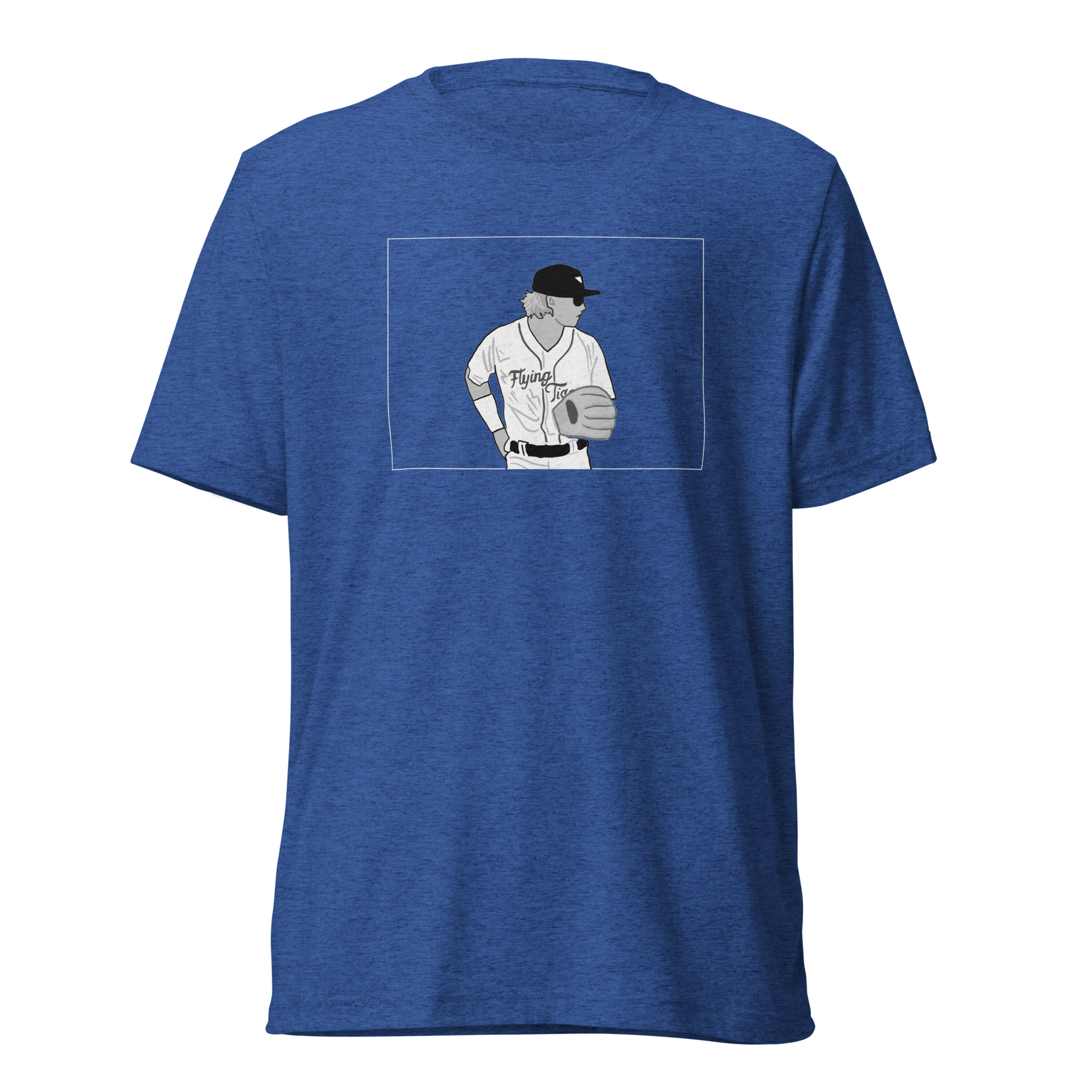 Max Clark on Outlined Box T-Shirt - Blue