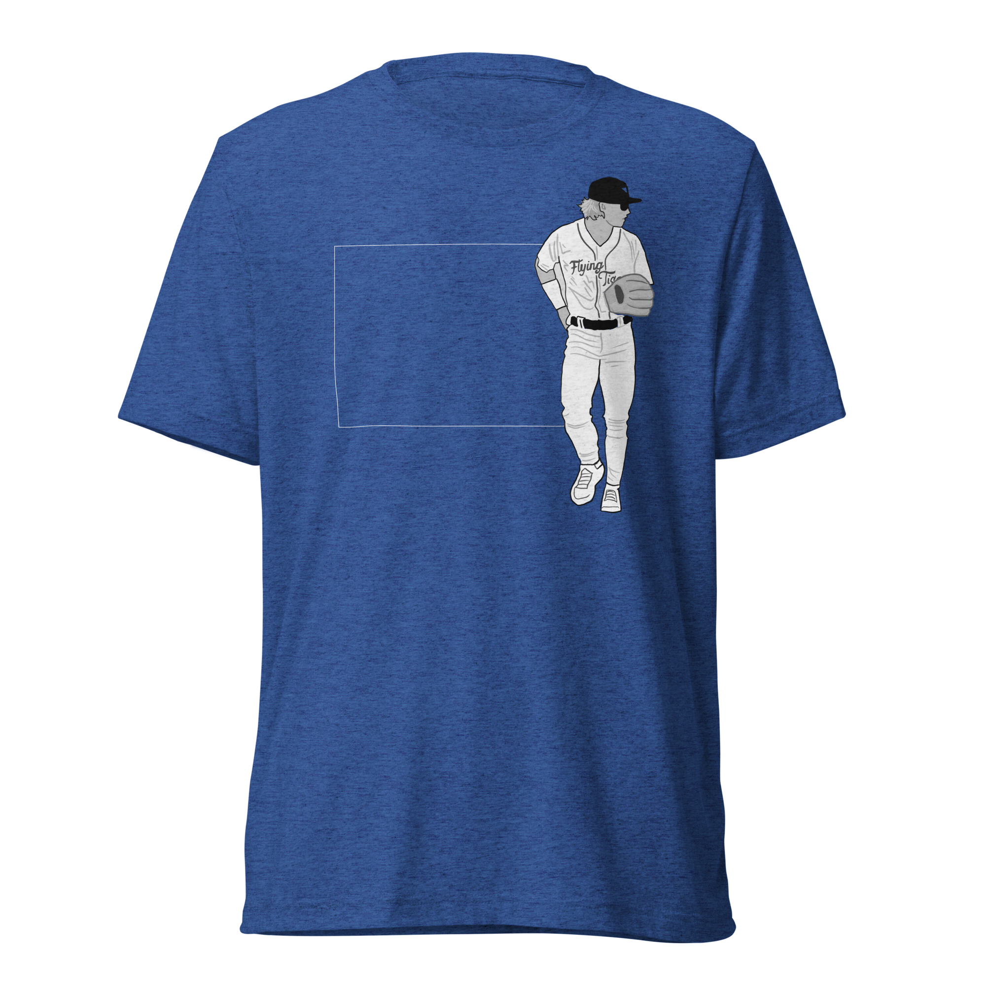 B&W Full Body on Outlined Box T-Shirt - Blue